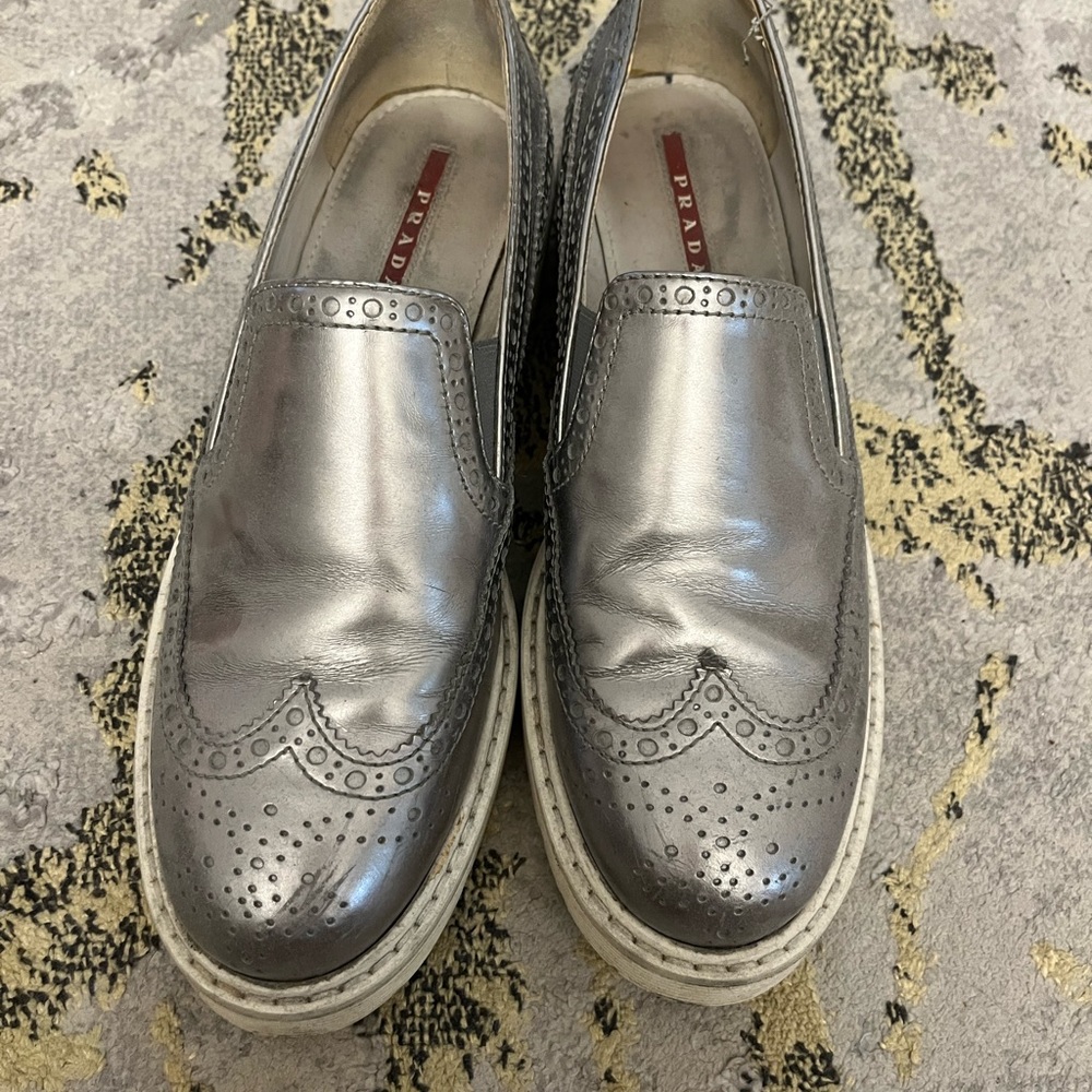 AUTHENTIC PRADA silver loafers - Picture 3 of 5